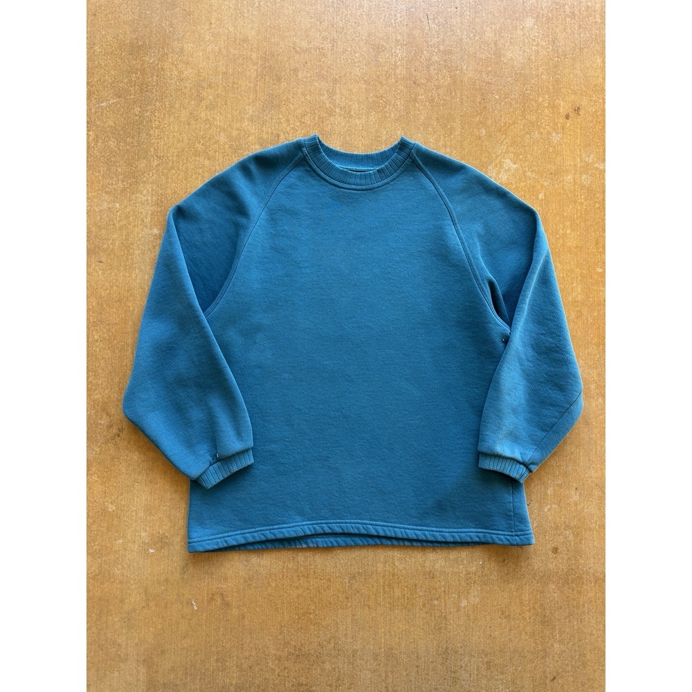 VTG 80s Russell Teal Turquoise Essential Blank Crewneck Sweater Poncho WMS L
